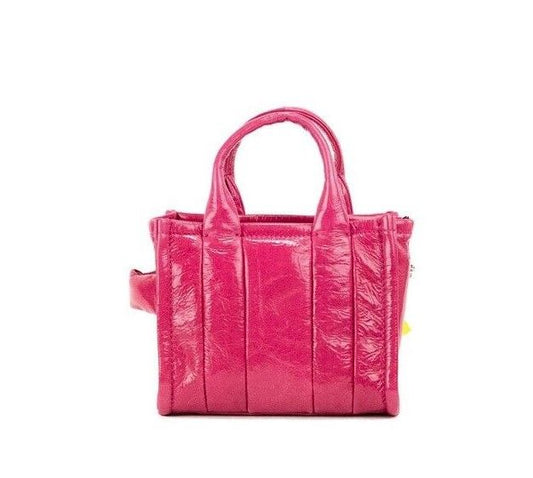 Marc Jacobs The Shiny Crinkle Micro Tote Magenta Leather Crossbody Bag Handbag $629.00 Marc Jacobs Luzworld