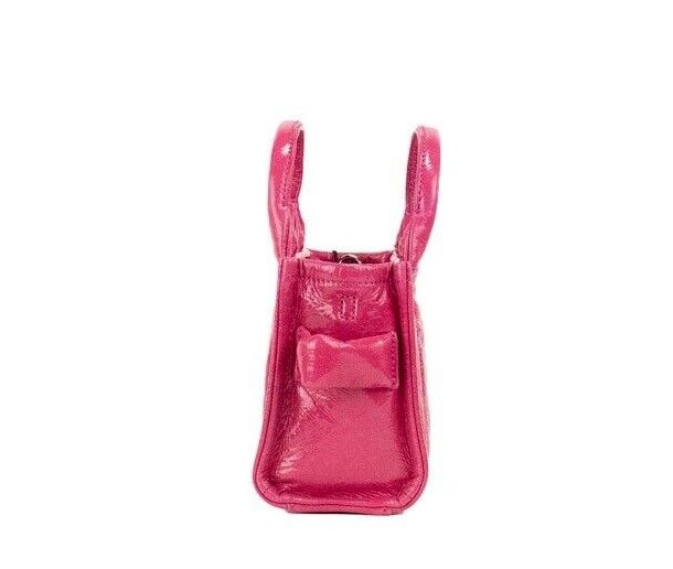 Marc Jacobs The Shiny Crinkle Micro Tote Magenta Leather Crossbody Bag Handbag $629.00 Marc Jacobs Luzworld