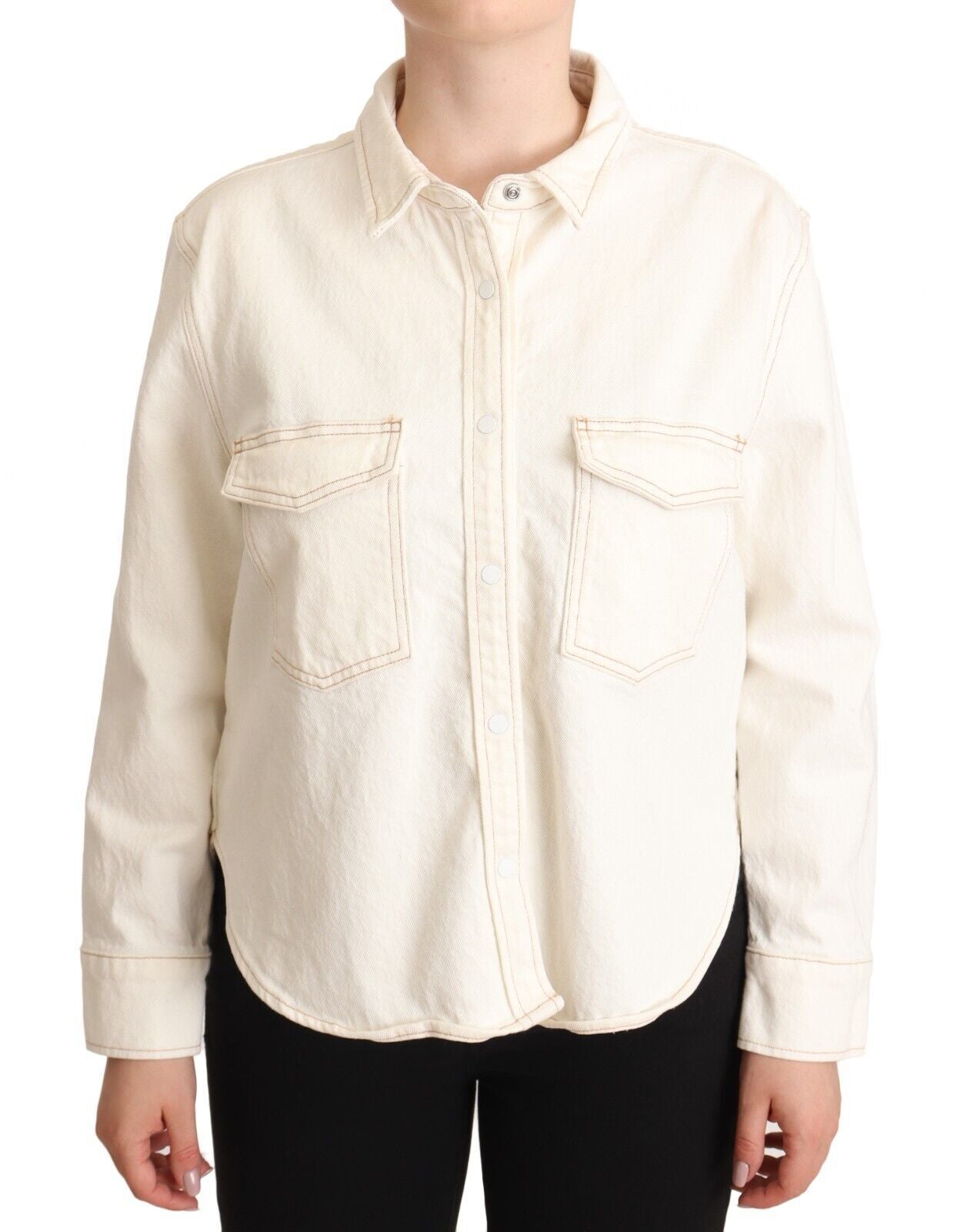 Levi's White Cotton Collared Long Sleeves Button Down Polo Top $178.00 Levi's Luzworld