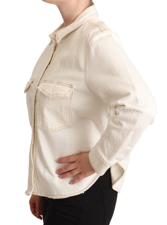 Levi's White Cotton Collared Long Sleeves Button Down Polo Top $178.00 Levi's Luzworld
