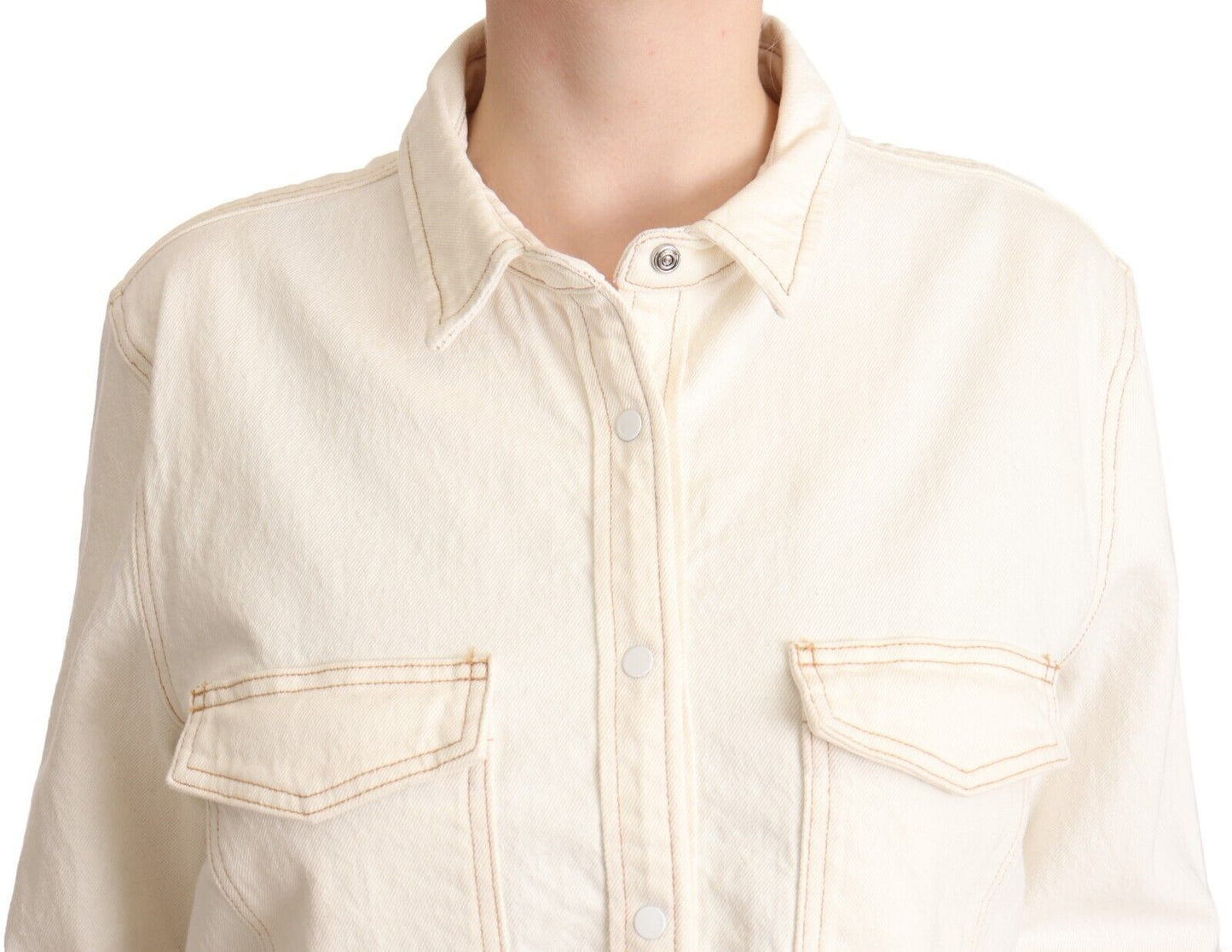 Levi's White Cotton Collared Long Sleeves Button Down Polo Top $178.00 Levi's Luzworld