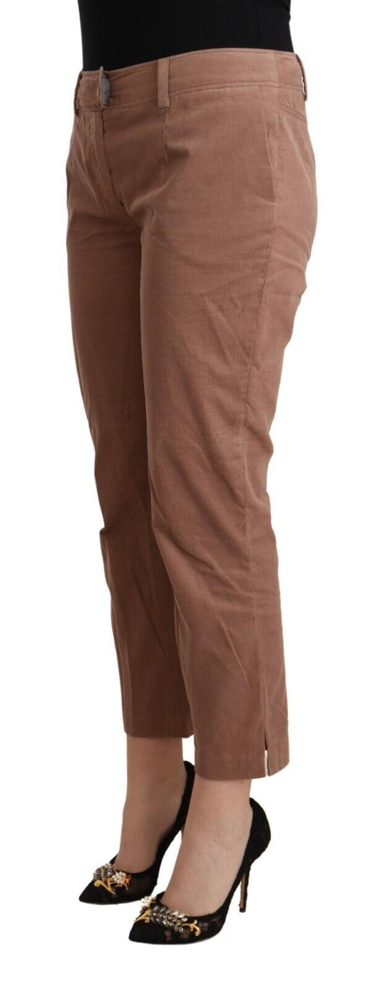 Costume National Brown Cotton Tapered Cropped Pants $826.00 Costume National Luzworld