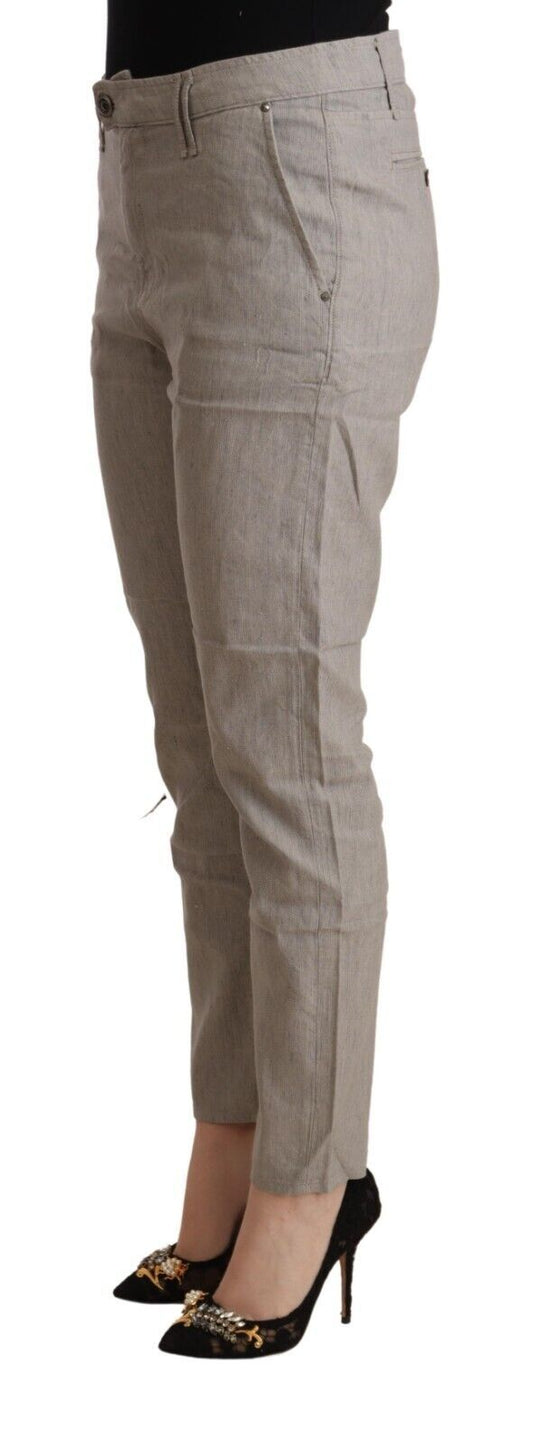 CYCLE Light Gray Linen Blend Mid Waist Tapered Pants $674.00 CYCLE Luzworld