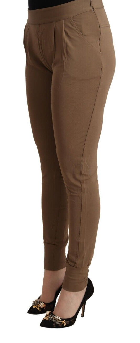 Scervino Street Brown Viscose Mid Waist Slim Tapered Pants $737.00 Scervino Street Luzworld