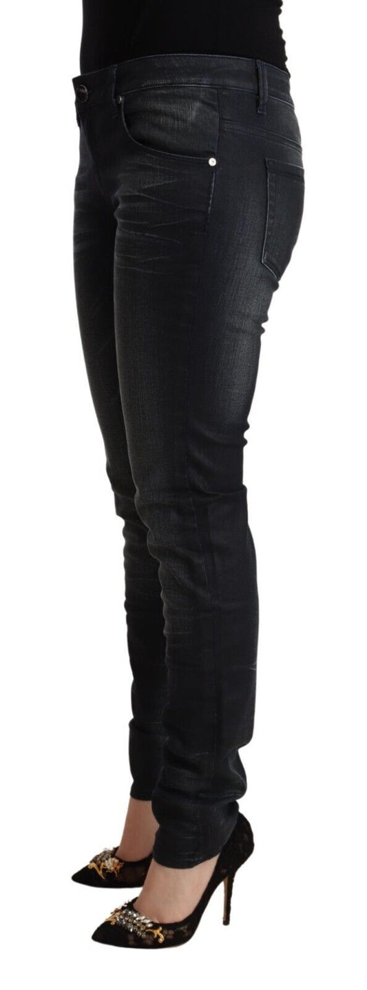 Acht Black Washed Cotton Low Waist Slim Fit Denim Jeans $611.00 Acht Luzworld