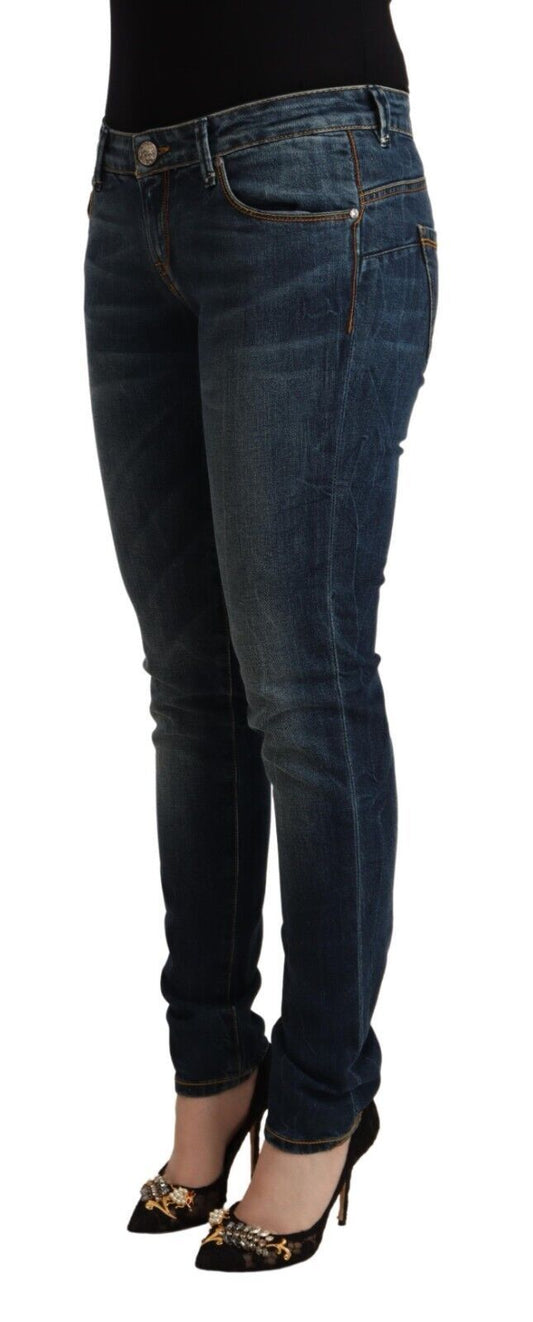 Acht Blue Washed Cotton Low Waist Slim Fit Denim Jeans $611.00 Acht Luzworld