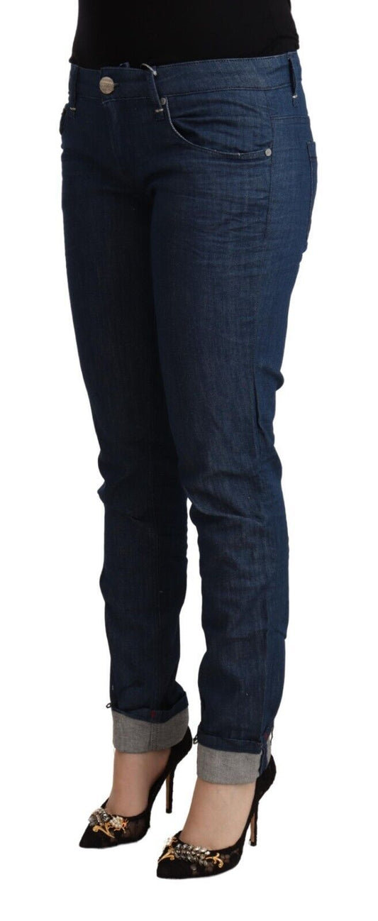 Acht Blue Cotton Low Waist Skinny Denim Folded Hem Jeans $611.00 Acht Luzworld