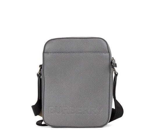 Burberry Thornton Small Grey Embossed Logo Grainy Leather Crossbody Handbag $2086.00 Burberry Luzworld