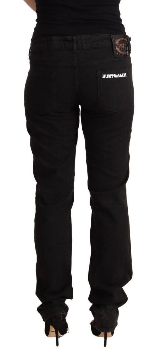 Just Cavalli Black Mid Waist Denim Cotton Skinny Jeans $737.00 Just Cavalli Luzworld