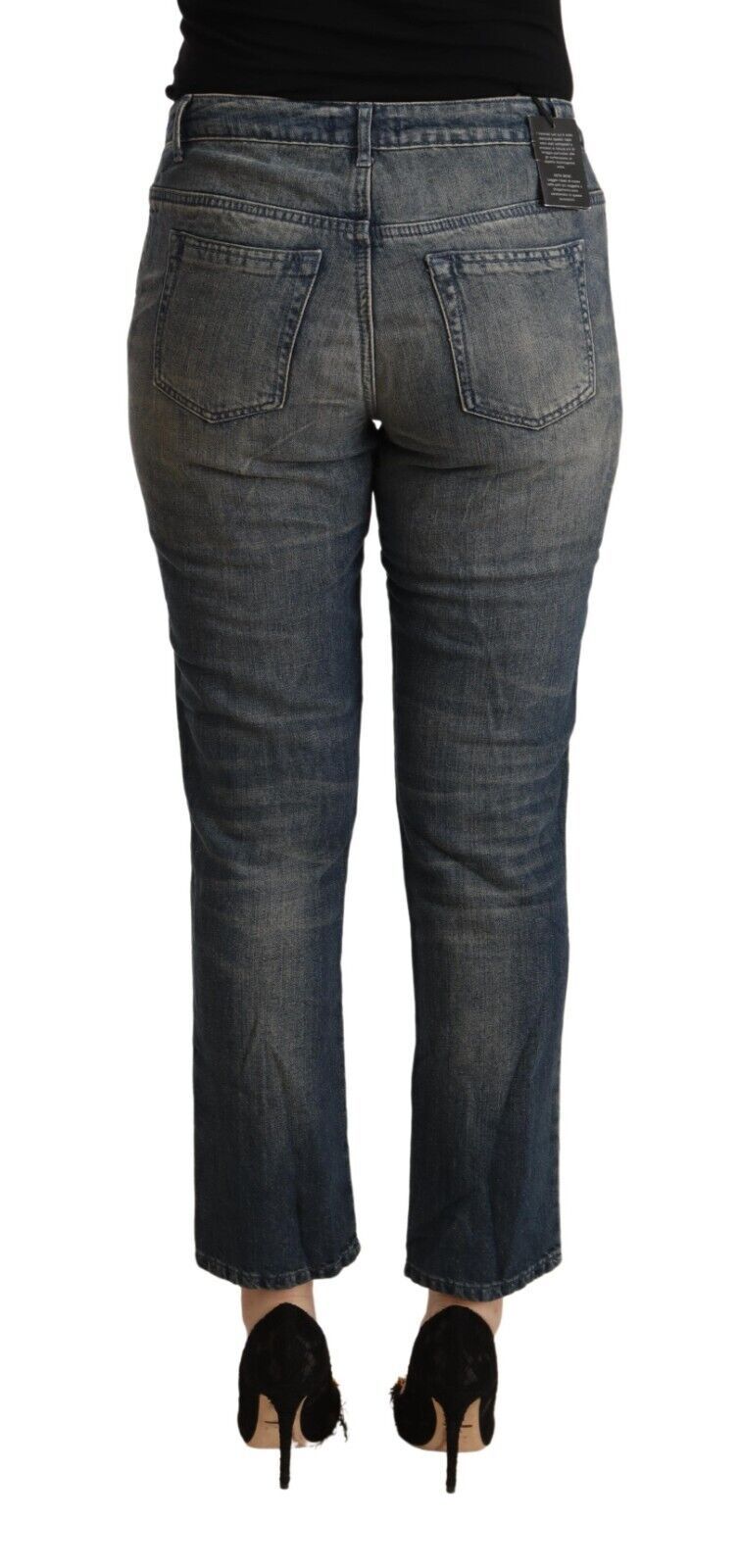 Twinset Blue Washed Cotton Cropped Capri Women Denim Jeans $611.00 Twinset Luzworld