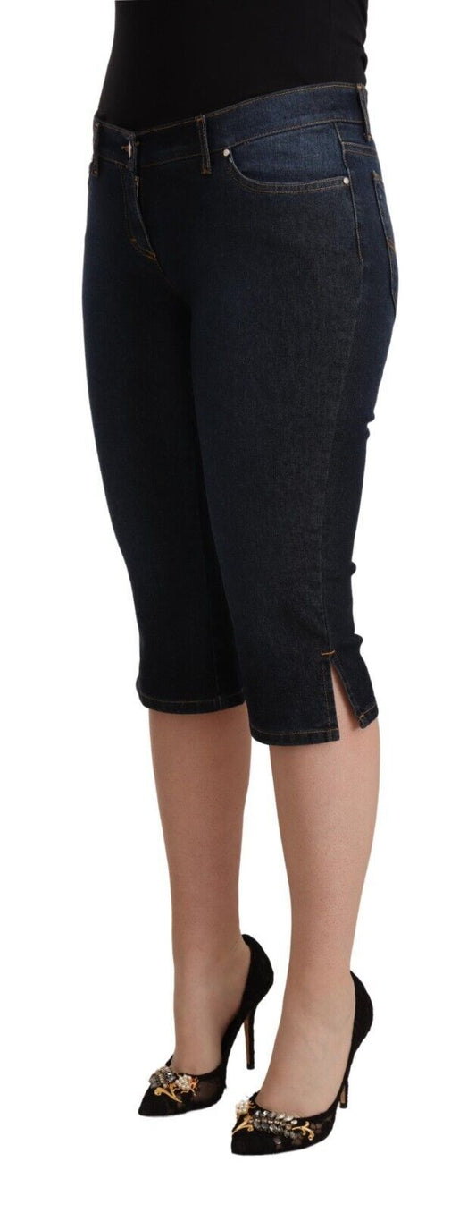 GF Ferre Blue Cotton Stretch Low Waist Slim Capri Denim Jeans $611.00 GF Ferre Luzworld