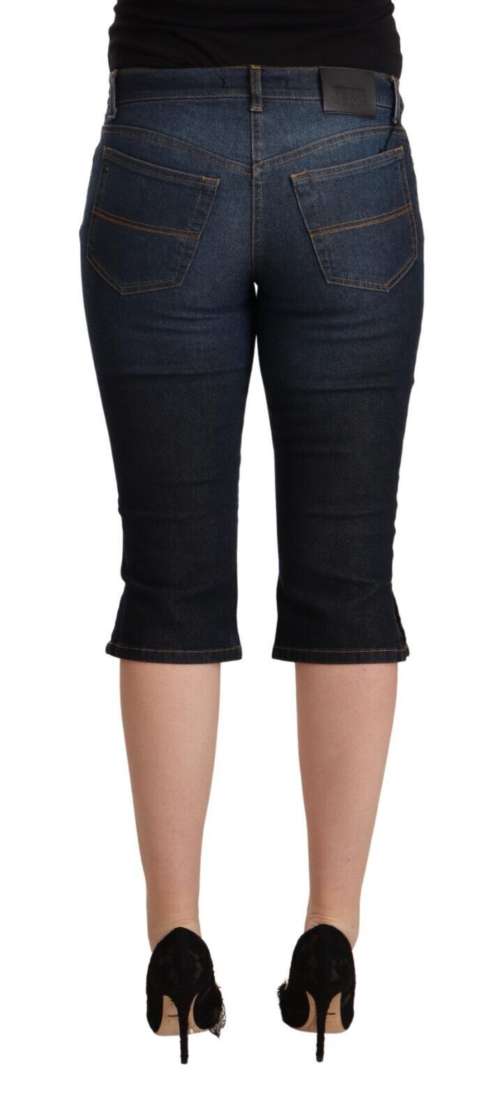 GF Ferre Blue Cotton Stretch Low Waist Slim Capri Denim Jeans $611.00 GF Ferre Luzworld