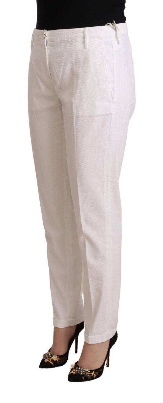 Jacob Cohen White Mid Waist Tapered Birgitte Pants $674.00 Jacob Cohen Luzworld