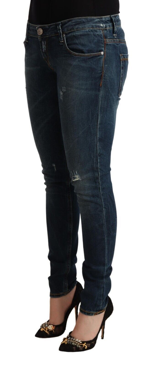 Acht Blue Washed Low Waist Slim Fit Denim Jeans $611.00 Acht Luzworld