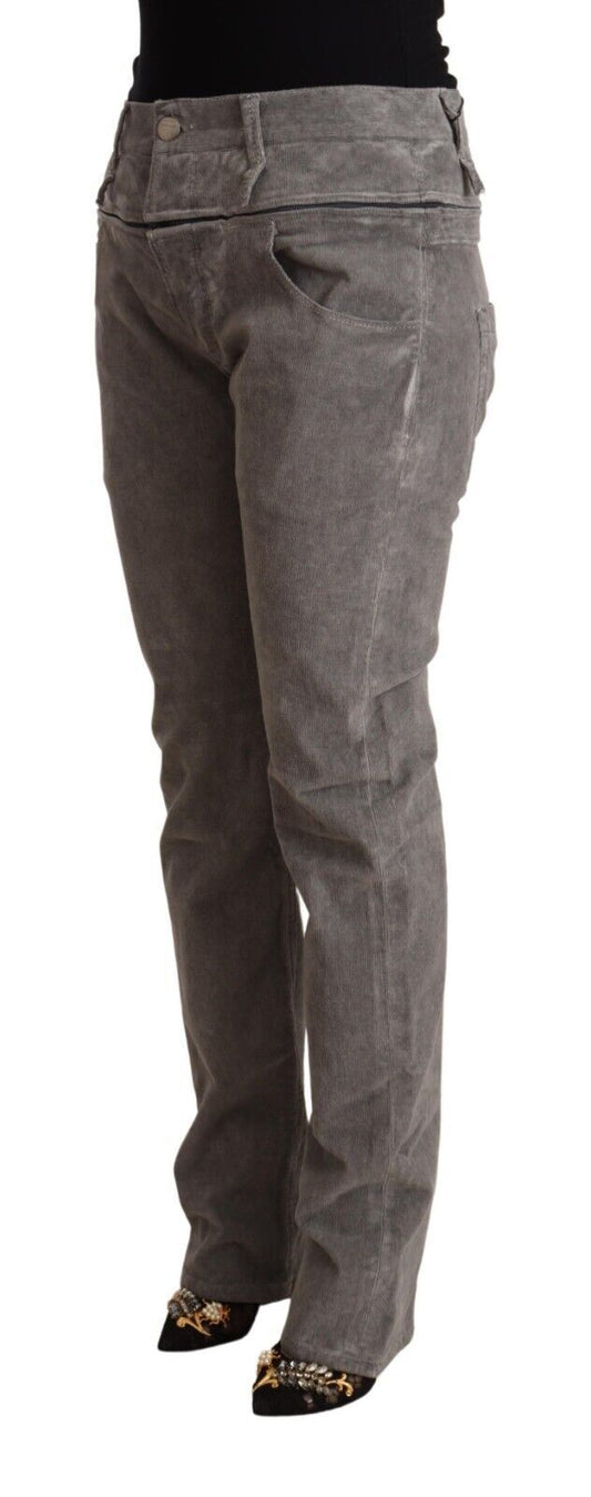 Acht Gray Cotton Straight Fit High Waist Pants $547.00 Acht Luzworld