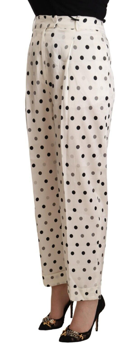 Ermanno Scervino White Polka Dotted High Waist Tapered Pants $1527.00 Ermanno Scervino Luzworld