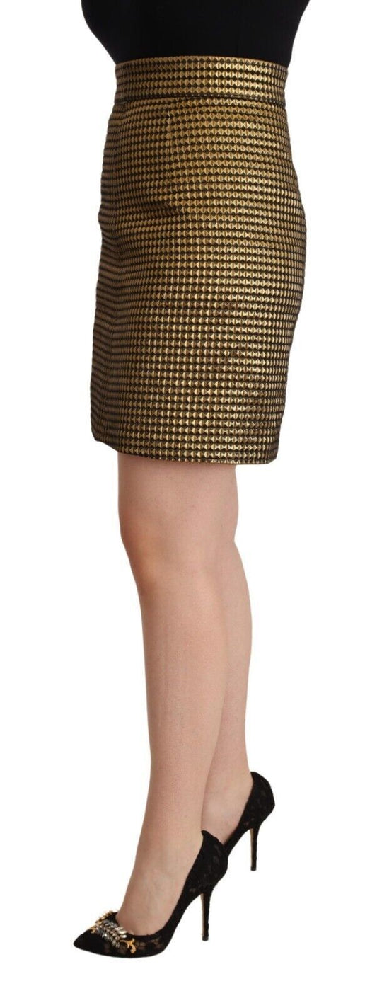 Boutique Moschino Black Gold A-line Above Knee Casual Skirt $869.00 Boutique Moschino Luzworld