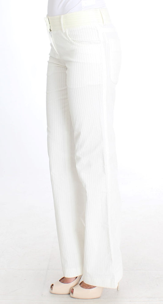 Ermanno Scervino White Striped Straight Fit Pants $661.00 Ermanno Scervino Luzworld