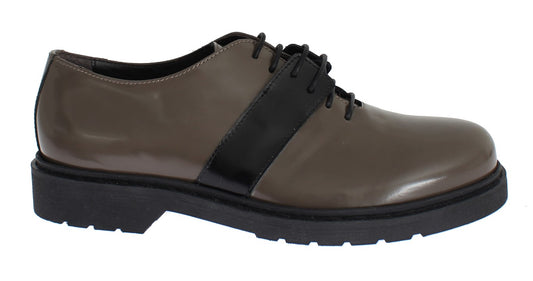 AI_ Elegant Gray Brown Leather Lace-up Shoes $384.00 AI_ Luzworld