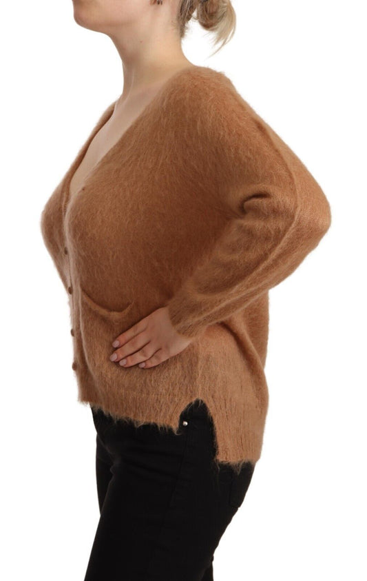 PINK MEMORIES Brown Cardigan V-Neck Long Sleeve Sweater $547.00 PINK MEMORIES Luzworld