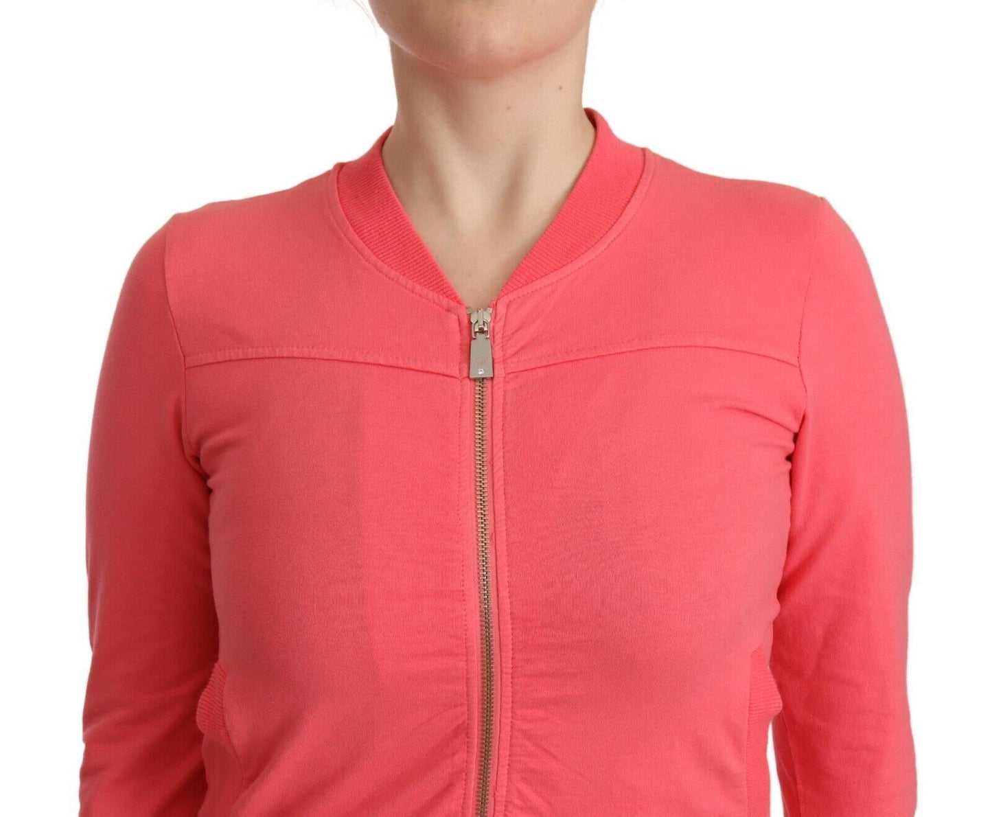 Blumarine Pink 3/4 Sleeve Zip Embellished Sweater $547.00 Blumarine Luzworld
