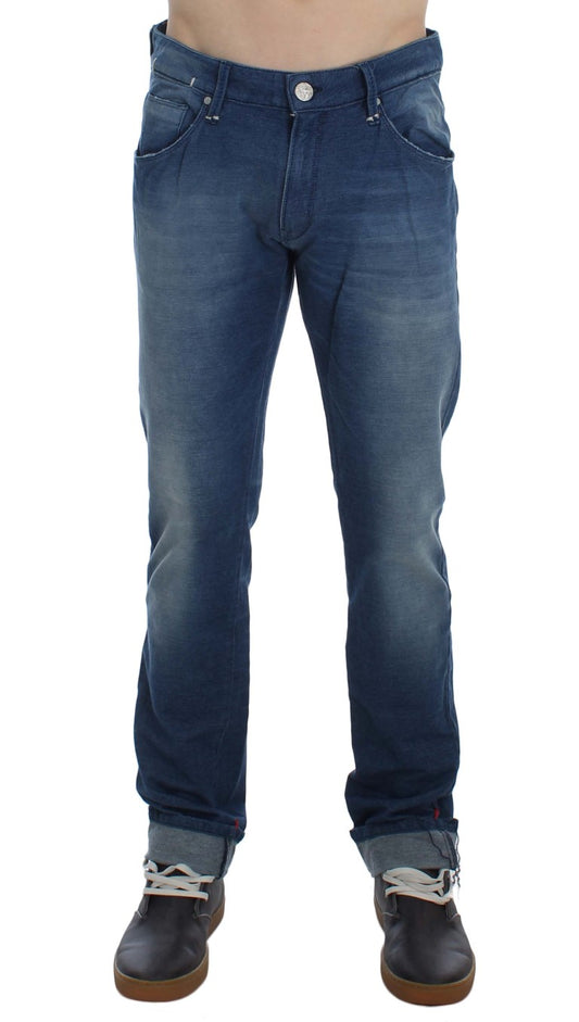 Acht Blue Wash Denim Cotton Stretch Slim Fit Jeans $224.00 Acht Luzworld
