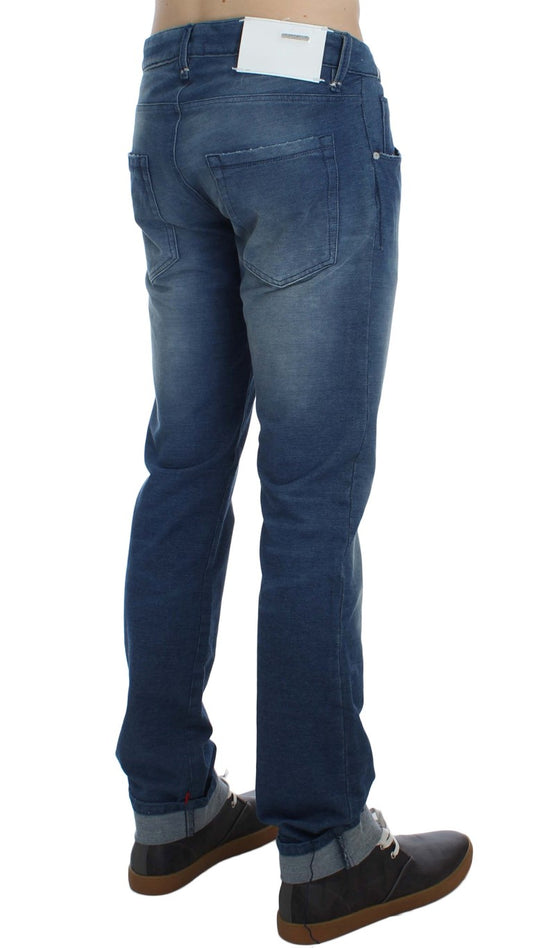 Acht Blue Wash Denim Cotton Stretch Slim Fit Jeans $224.00 Acht Luzworld