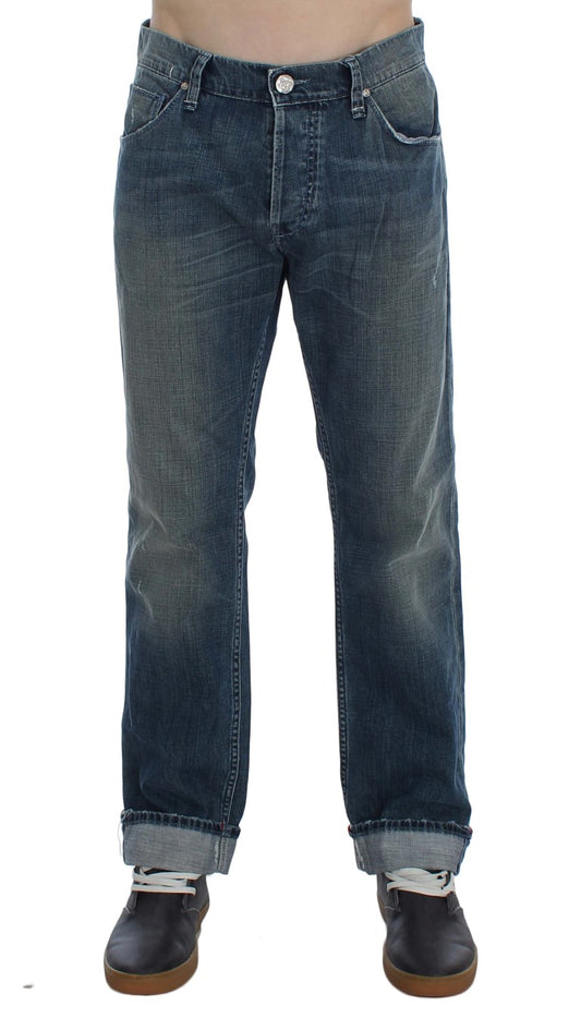 Acht Blue Wash Cotton Denim Regular Fit Jeans $224.00 Acht Luzworld