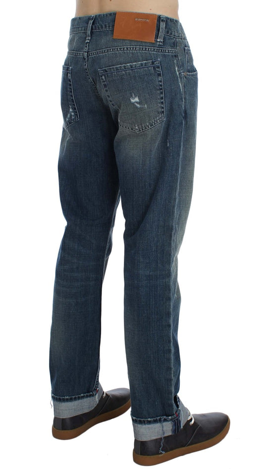 Acht Blue Wash Cotton Denim Regular Fit Jeans $224.00 Acht Luzworld