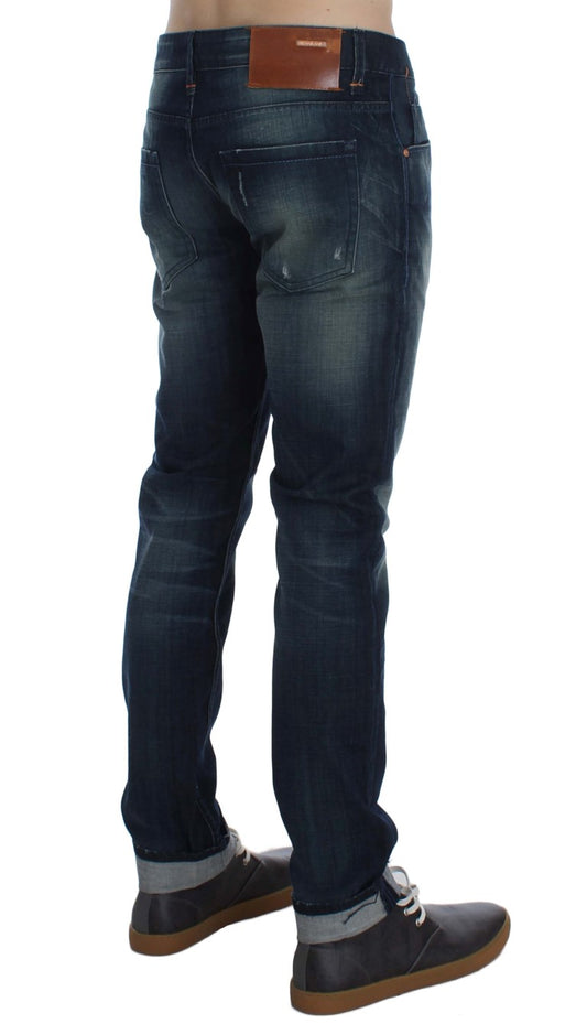 Acht Blue Wash Cotton Denim Slim Fit Jeans $224.00 Acht Luzworld