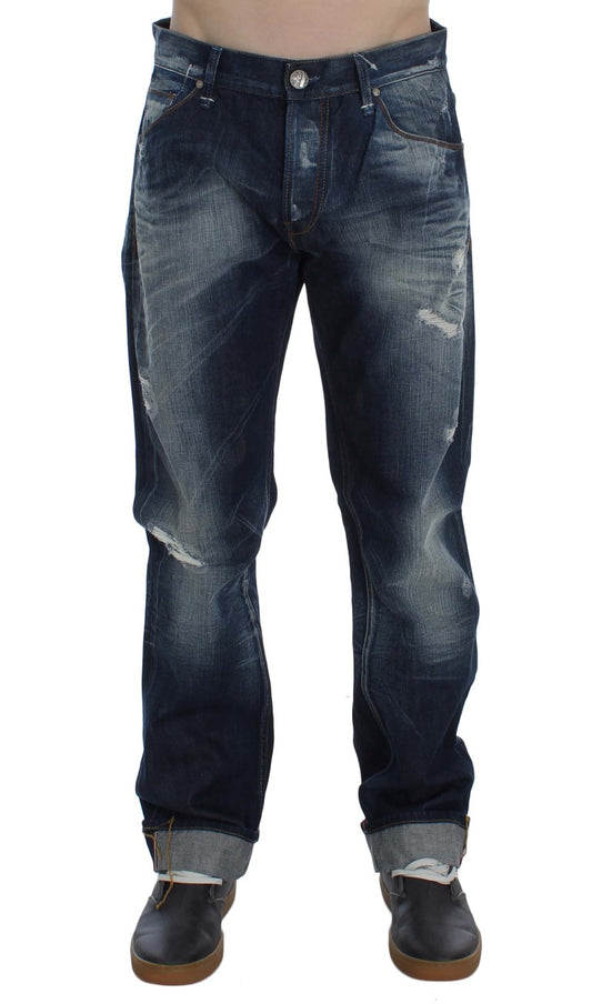 Acht Blue Wash Cotton Denim Regular Fit Jeans $224.00 Acht Luzworld