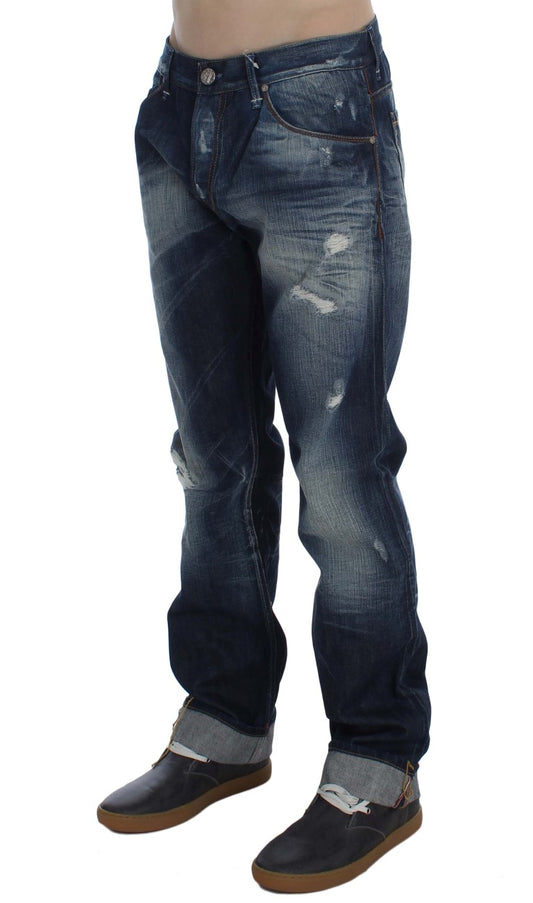 Acht Blue Wash Cotton Denim Regular Fit Jeans $224.00 Acht Luzworld
