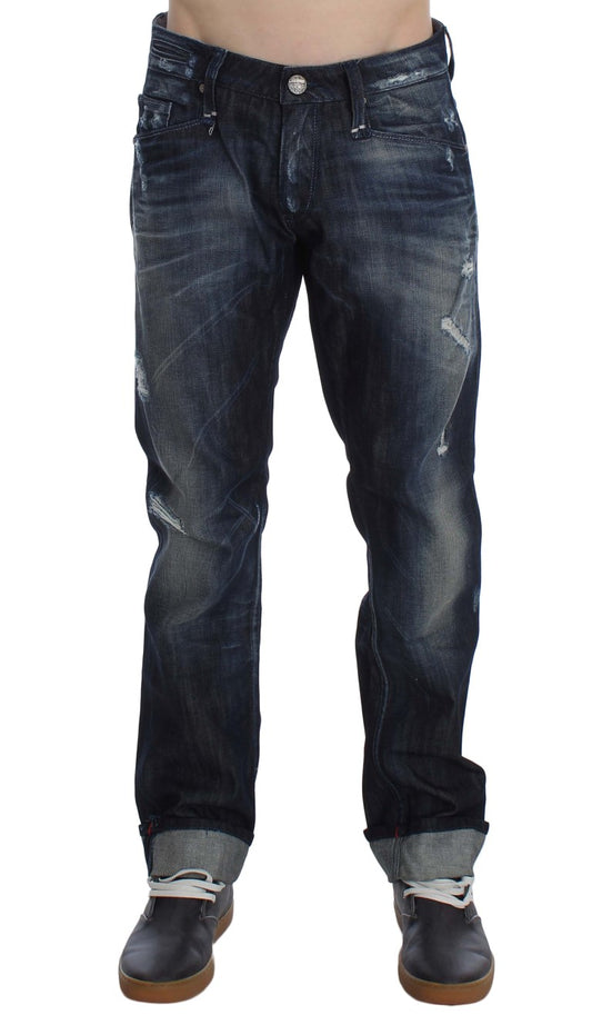 Acht Blue Cotton Regular Straight Fit Jeans $224.00 Acht Luzworld