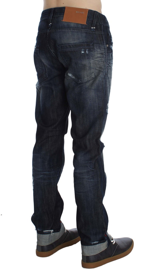 Acht Blue Cotton Regular Straight Fit Jeans $224.00 Acht Luzworld