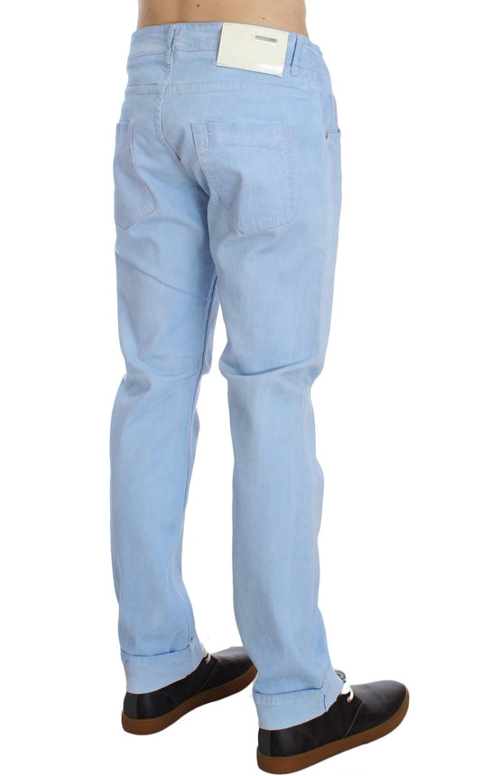 Acht Blue Cotton Stretch Low Waist Fit Jeans $224.00 Acht Luzworld
