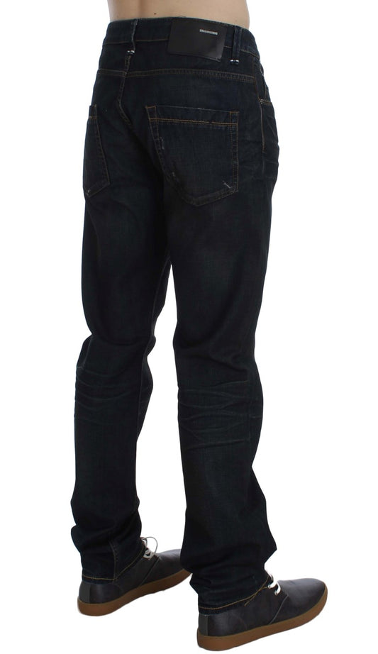 Acht Blue Wash Cotton Denim Straight Fit Jeans $224.00 Acht Luzworld