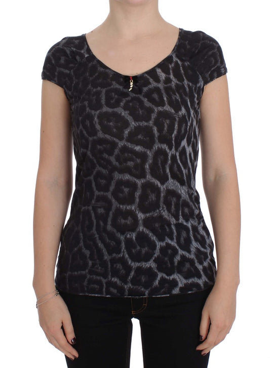 Cavalli Gray Leopard Modal T-Shirt Blouse Top $236.00 Cavalli Luzworld