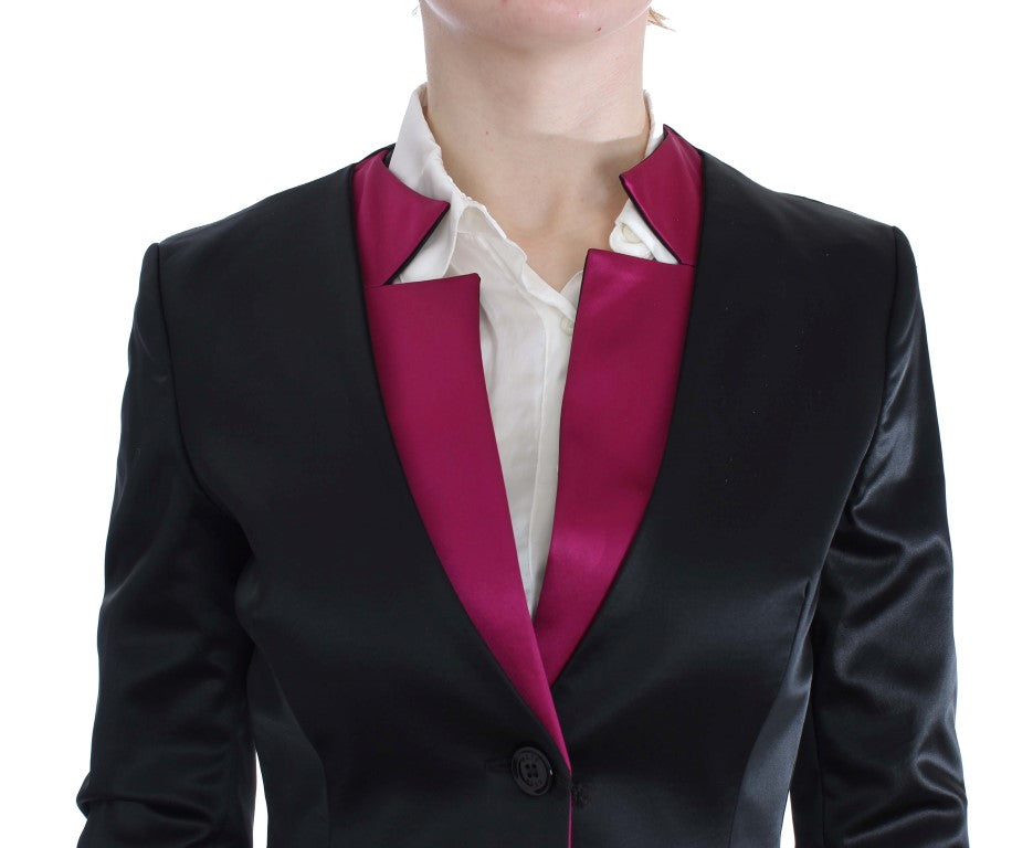 Exte Black Pink Two Piece Suit Skirt & Blazer $1506.00 Exte Luzworld