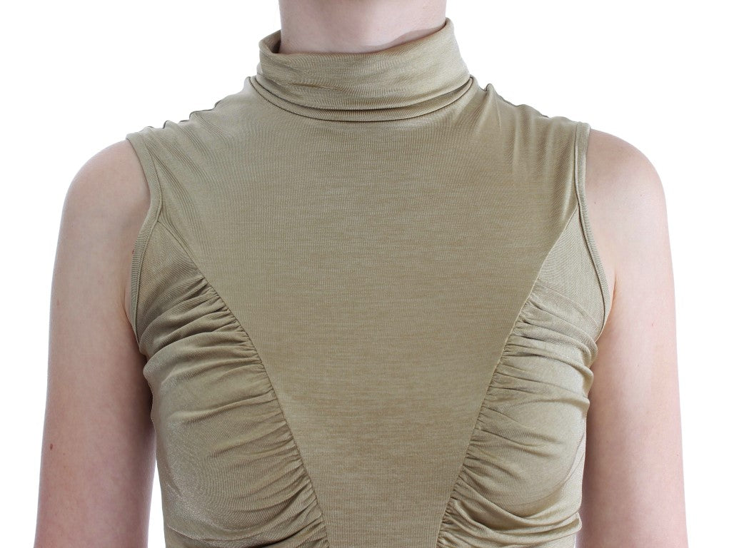 Exte Gold Nylon Turtleneck Top Blouse $221.00 Exte Luzworld