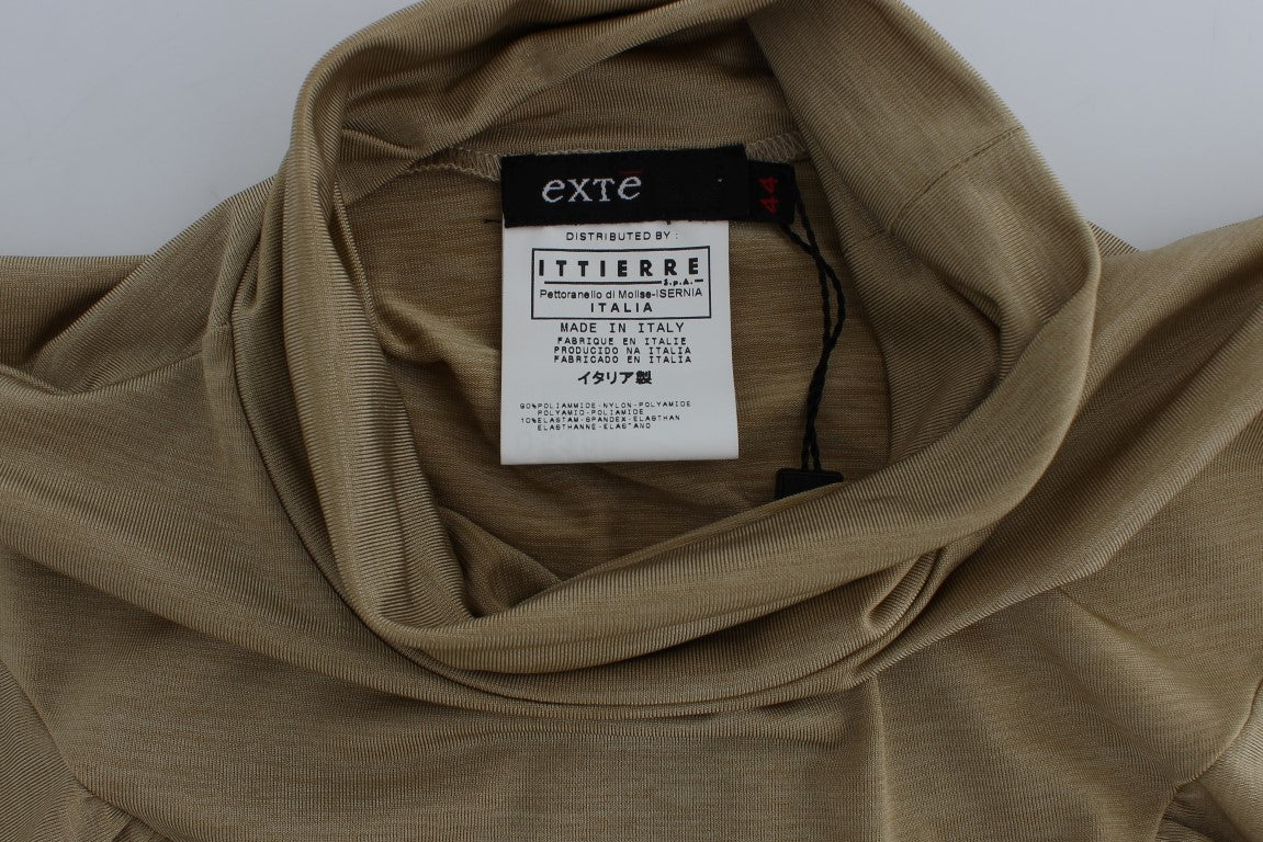 Exte Gold Nylon Turtleneck Top Blouse $221.00 Exte Luzworld