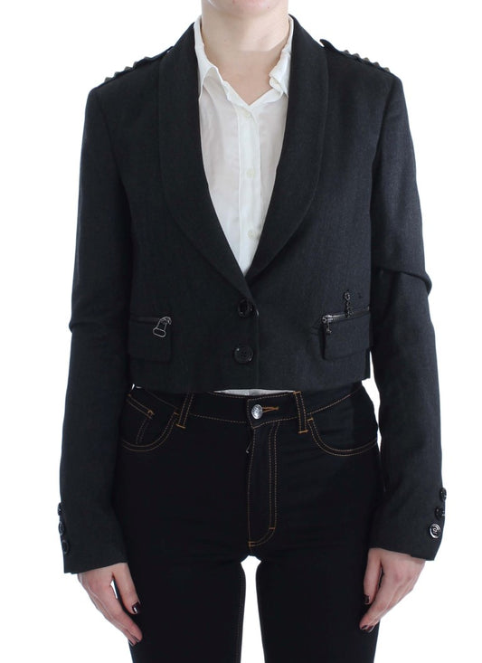 Exte Gray Stretch Gold Studded Short Jacket $1267.00 Exte Luzworld