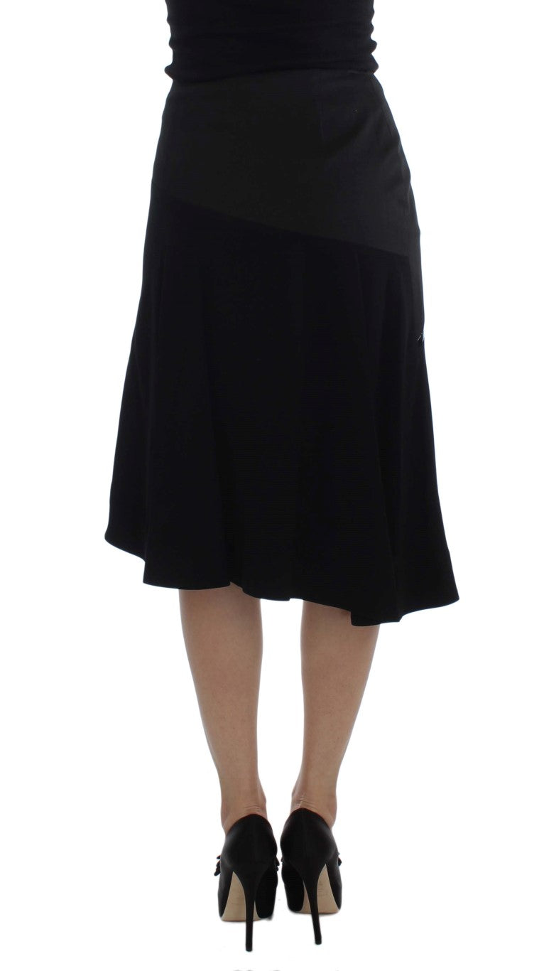 Exte Black Blue Cotton Stretch Straight Skirt $473.00 Exte Luzworld