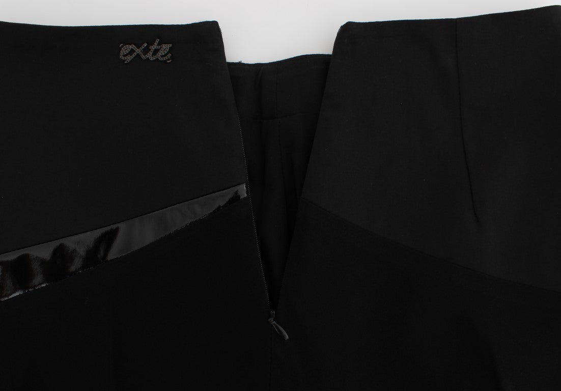 Exte Black Blue Cotton Stretch Straight Skirt $473.00 Exte Luzworld