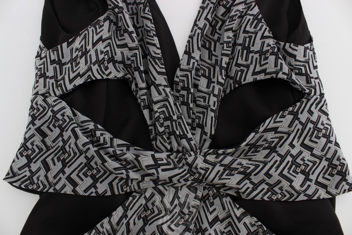 Karl Lagerfeld Gray Black Silk Blouse Top $601.00 Karl Lagerfeld Luzworld