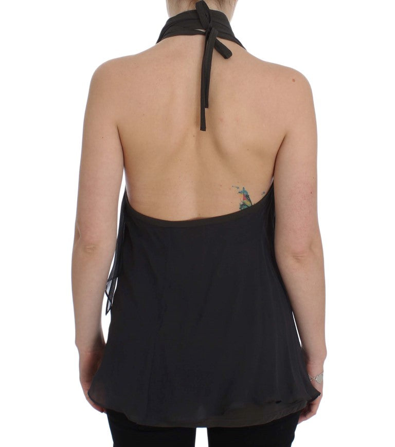 CORA GROPPO Gray Blue Stretch Blouse Top $548.00 CORA GROPPO Luzworld