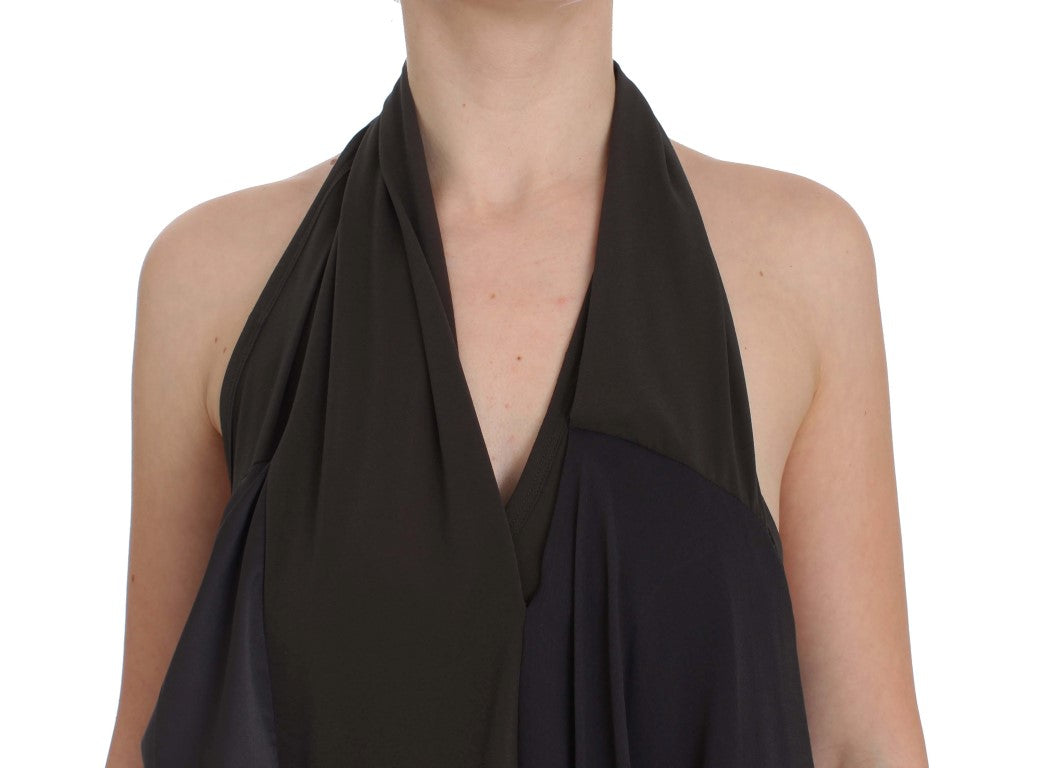 CORA GROPPO Gray Blue Stretch Blouse Top $548.00 CORA GROPPO Luzworld