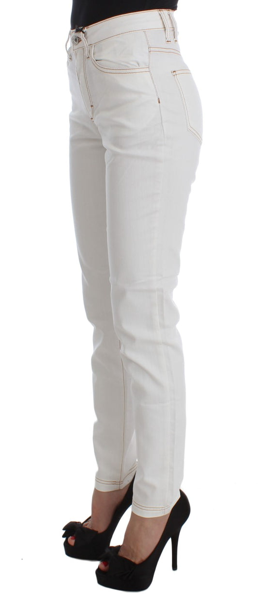 Cavalli White Cotton Blend Slim Fit Jeans $649.00 Cavalli Luzworld
