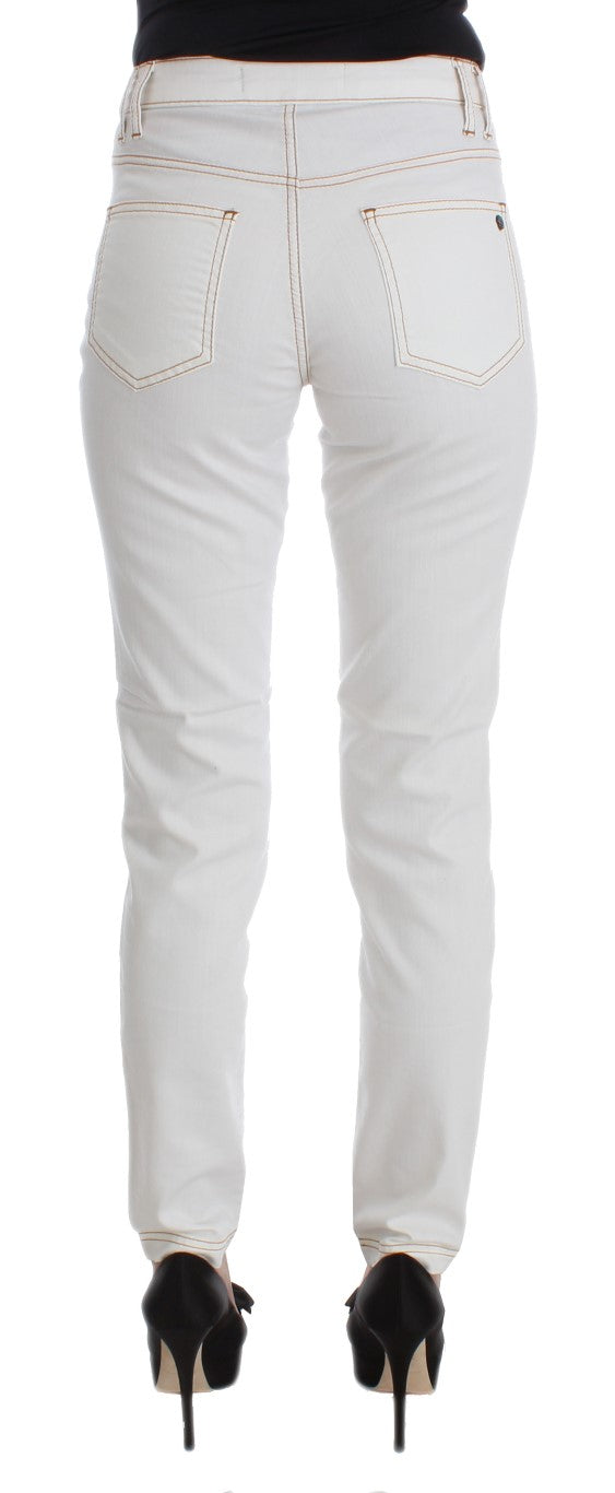 Cavalli White Cotton Blend Slim Fit Jeans $649.00 Cavalli Luzworld