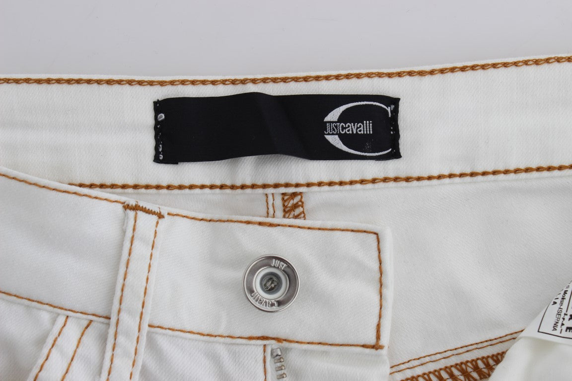 Cavalli White Cotton Blend Slim Fit Jeans $649.00 Cavalli Luzworld