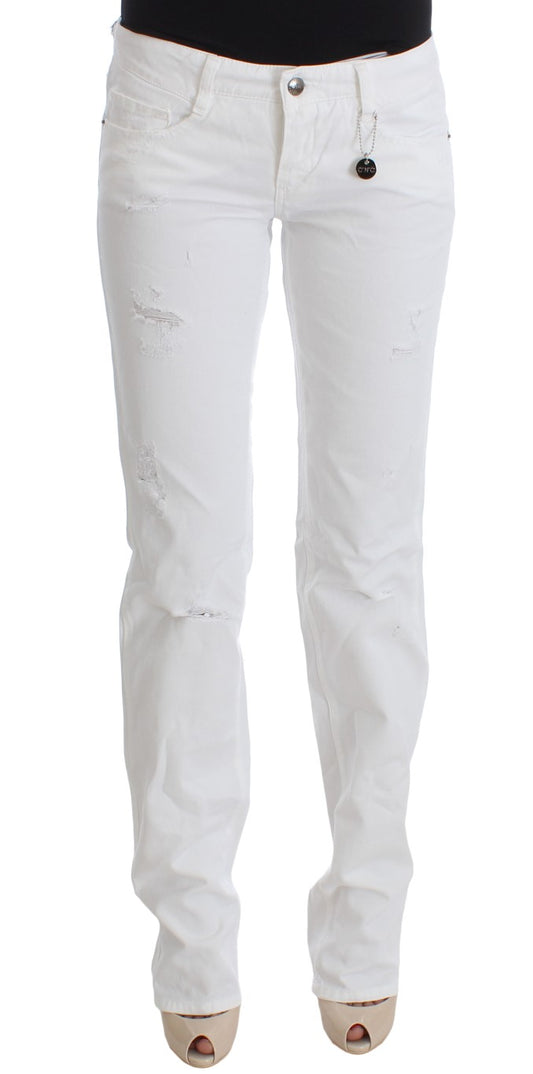 Costume National White Cotton Slim Fit Denim Bootcut Jeans $535.00 Costume National Luzworld